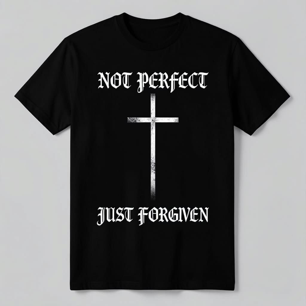 Christian T-Shirt — "Not Perfect Just Forgiven" Cross Tee